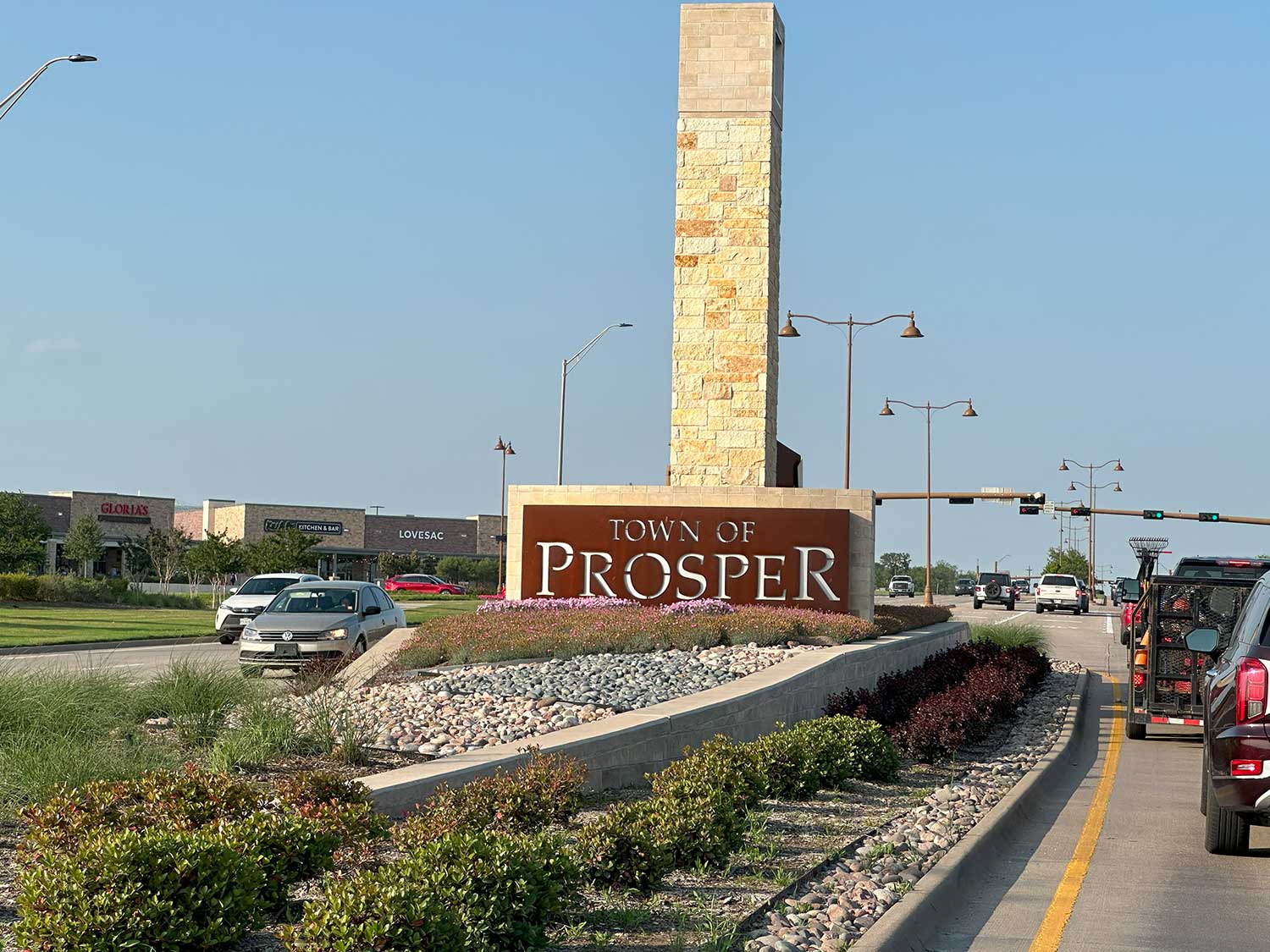 Town of Prosper Traffic with Road Sign