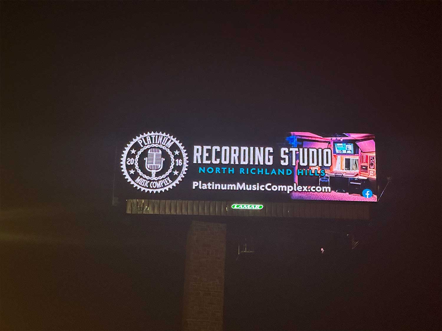 North Richalnd Hills Recording Studio on a Lamar Digital Billboard