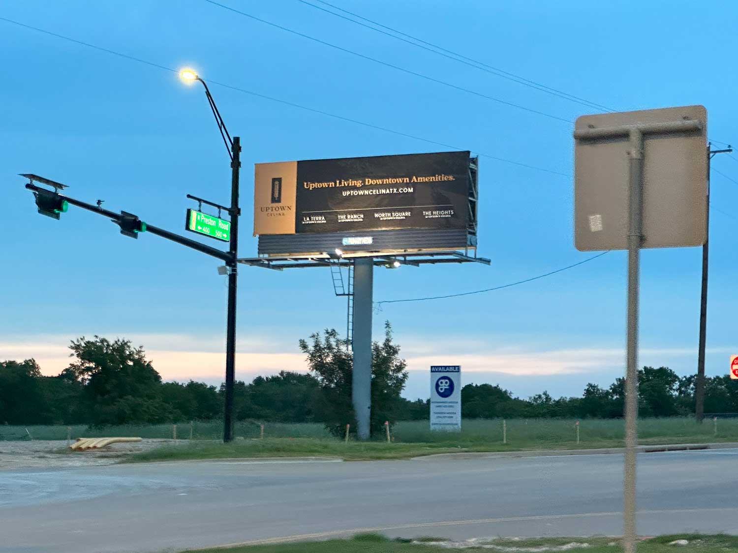 Primary Media Uptown Celina Billboard on NW Corner of Preston Rd and Lynn Stanbough Parkway - Facing South - LHR